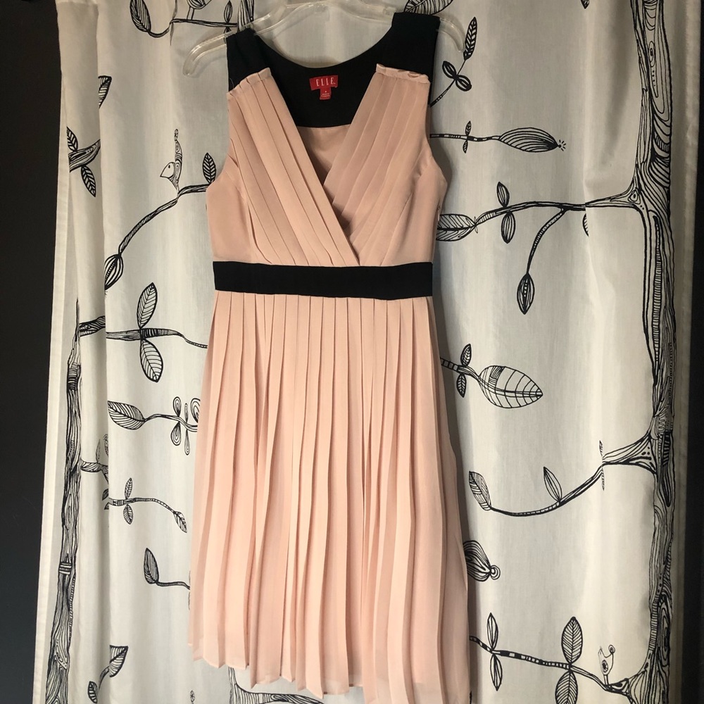 Elle Pleated black and Peachy Pink Formal Dress